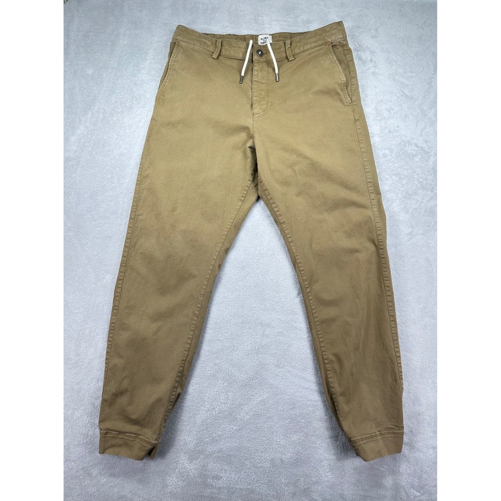 Flint and Tinder Jogger Pants Mens 33 Khaki Cotton Blend Drawstring Casual